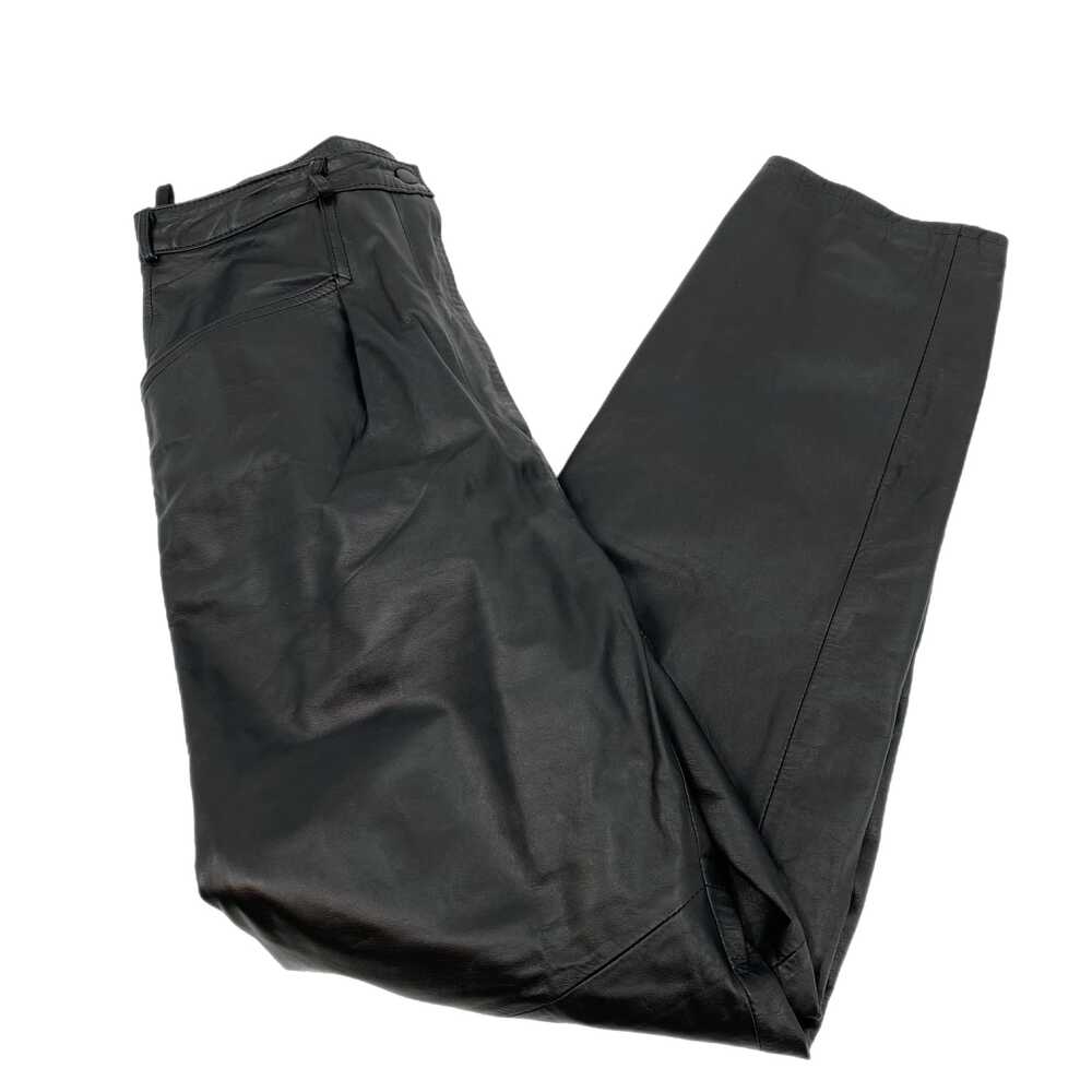 Brass Plum Black Leather Straight Leg Pants | Women’s Size 6